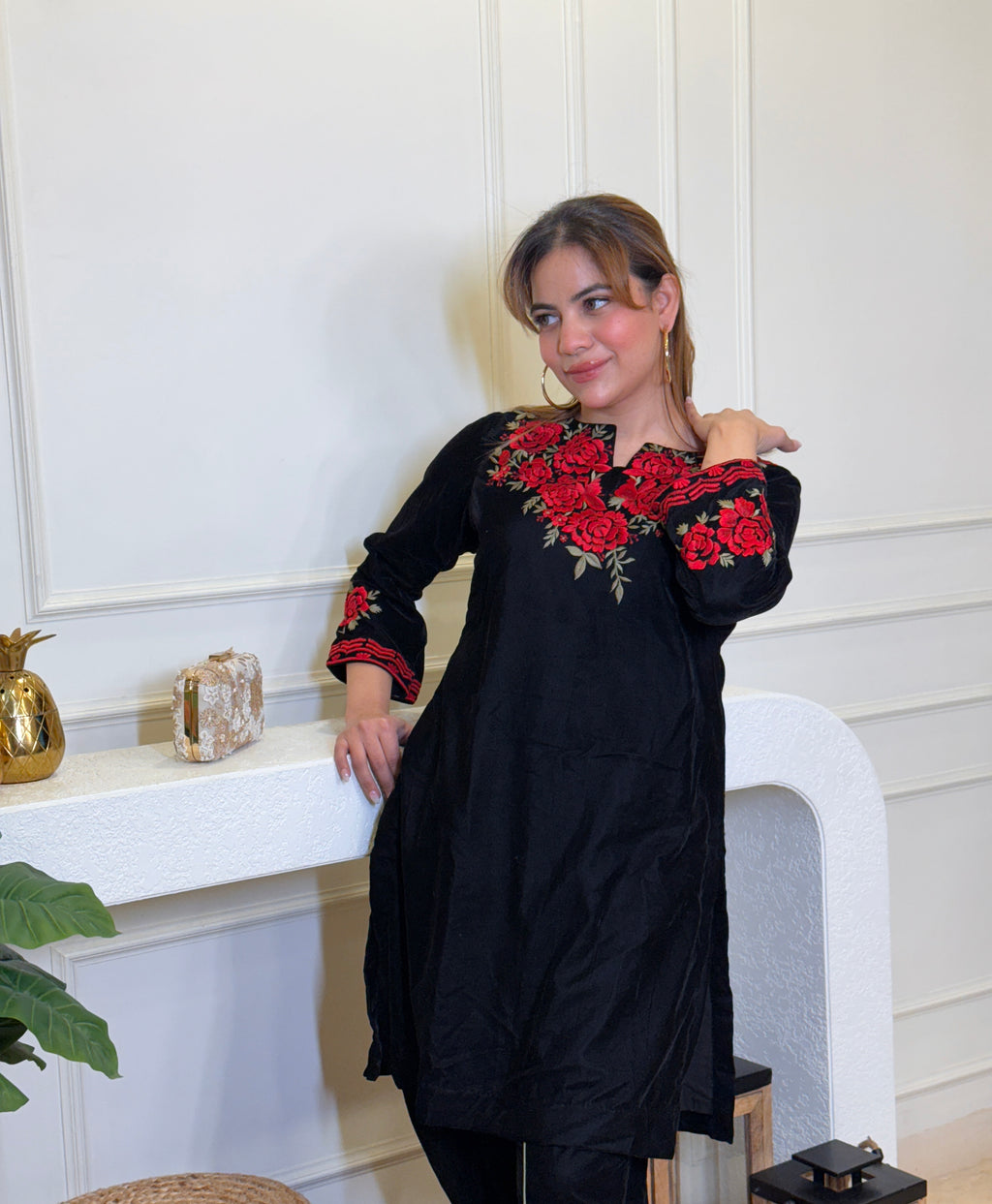 Velvet Gulab Co-ord Set