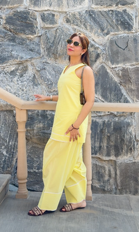 BUTTER YELLOW FARSHI SALWAR SET